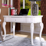 天使森林 欧式电脑桌实木白色小户型书桌家用法式简约时尚写字台