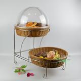 欧式两层展示架子自助餐面包糕点筐子水果篮托盘 双层陈列篮创意