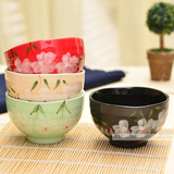 【樱花漫舞】和风味满满 日式陶瓷彩色米饭碗 釉下彩手绘 小汤碗