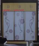 2米三门衣柜玻璃推拉门/三聚氰胺板可定制图案浅橡木色加顶衣柜