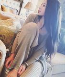 2016秋装新款韩版纯色长款开衫背心阔腿长裤三件套时尚针织套装