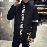 2015冬装男装韩版修身字母印花青少年男学生棉衣男士夹克外套潮流