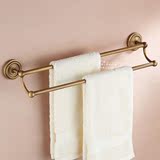 欧式仿古浴室全铜毛巾架双杆 卫生间双层毛巾杆卫浴置物架 可定制