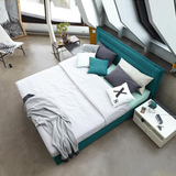 北欧现代布艺床可拆洗简约布床小户型1.8米双人床气动储物软靠床