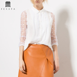 FEXATA2015女装秋季新款气质长袖衬衫修身衬衣雪纺波点上衣开衫潮