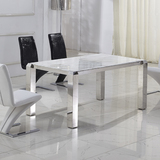 尊贵奢华现代高档不锈钢天然大理石饭桌 桌子 餐桌椅组合 特价A15