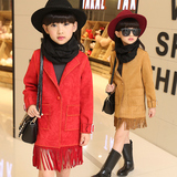 童装女童2015秋冬装新款韩版时尚风衣中大童女装开衫加厚外套上衣