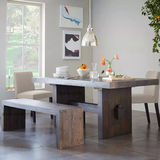 简约实木餐桌 北欧宜家长方形原木餐桌椅组合 复古西餐厅咖啡厅桌