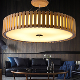 设计师吸顶灯原木色温馨圆形简约创意新中式实木客厅卧室房间灯具