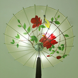 新中式手绘国画雨伞吊灯 古典现代绘画布艺伞灯茶楼会所吊灯卧室