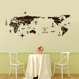 可移除墙贴书房办公室教室墙纸贴画装饰品创意公司世界地图墙贴纸