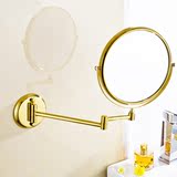 全铜折叠美容镜8寸 欧式镀金色浴室化妆镜 仿古壁挂式 可伸缩镜子