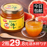 [2瓶立减8元]福事多韩国蜂蜜柚子茶500g瓶 装果酱蜜炼水果茶冲饮