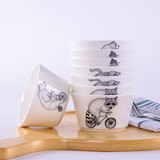 米饭碗黑白韩式景德镇骨瓷陶瓷器卡通餐具套装创意大号面碗泡面碗
