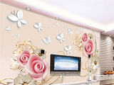 玉雕浮雕玫瑰3D立体墙纸电视背景墙卧室客厅大型壁画墙纸无缝壁纸