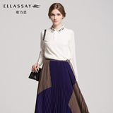 【新品】ELLASSAY歌力思2016秋季女装 时尚钉珠纯色翻领长袖衬衫