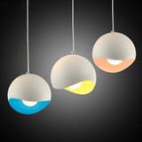 蛋壳餐吊灯简约创意个性三头单个吧台餐厅阳台办公室铝材灯罩吊灯