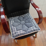 亚麻椅子垫圆形榻榻米坐垫藤椅垫木头沙发垫红木三人沙发垫可拆洗