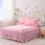 罗然韩版蕾丝公主纯棉床裙单件全棉床罩三件套床单1.5m1.8米床