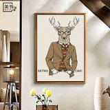 现代简约客厅装饰画美式卡通挂画沙发背景墙画欧式卧室壁画鹿先生
