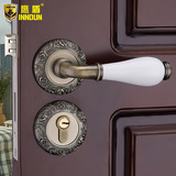 房门锁具把手 大理石陶瓷门锁分体锁 玫瑰雕花欧式仿古室内卧室