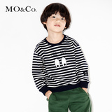 MO&Co.中大童男女童装圆领条纹刺绣卡通休闲卫衣KT1632SWS03 moco