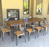美式复古实木铁艺餐桌欧式饭店餐厅酒吧咖啡桌办公家具会议电脑桌