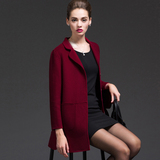 2015秋冬新款高端双面羊绒大衣女中年女士纯手工羊毛呢大衣中长款