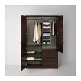 重庆宜家家居IKEA代购穆斯肯衣柜带2个门+3个抽屉复古褐色衣柜