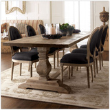 美式乡村复古餐桌法式做旧餐台实木橡木长方形桌子欧式餐桌椅组合