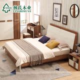 热卖聚林氏木业1.8M现代双人床简约床头柜床垫组合卧室成套家具CP