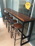 脚吧台桌椅铁艺休闲咖啡厅酒吧台桌 家用长条实木靠墙吧桌窗边高