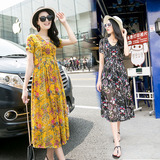 东大门2016代购韩国SZ夏季民族风连衣裙短袖印花波西米亚宽松女装