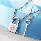 情侣项链一对钛钢锁钥匙吊坠男女款项坠日韩简约学生生日礼物饰品