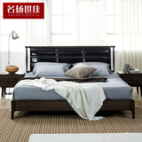 软靠北欧风格双人床现代简约小户型1.8米木床大床卧室家具婚床
