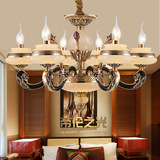 锌合金欧式简约现代客厅吊灯 美式复古中式卧室餐厅天然玉石灯具