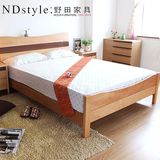 野田家具日式全实木双人床简约纯实木床高低可调带电源1.5 1.8米
