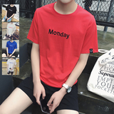 2016夏季日韩男士小清新简约休闲短袖 个性百搭宽松潮男T恤 潮