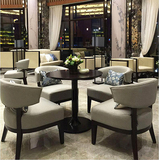 现代新中式售楼处洽谈桌椅组合高端会所酒店接待桌椅实木家具定制