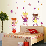 个性创意儿童房女孩卧室床头墙贴 星星小天使 幼儿园玻璃双面贴画