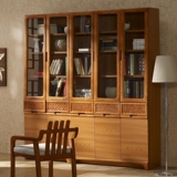 实木书柜组合三门二门带玻璃门书柜带门书橱书架橡木现代中式家具