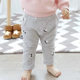 2015韩国童装韩版加厚加绒抓绒卡通哈伦裤中小童男女童裤