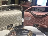 【香港專櫃代購】Chanel15新款裸粉色牛皮银扣链LEBOY中号链条包