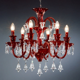 美式水晶吊灯奢华高档客厅餐厅红色蜡烛水晶灯巴卡拉艺术温馨灯具