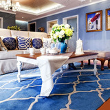 地中海蓝色沙发现代欧式宜家客厅茶几卧室床边大地毯满铺地毯定制