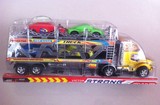 拖车玩具 惯性汽车 双层运输车  工程车平板卡车含4小车