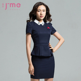 2016韩版职业装女装套裙夏季短袖ol显瘦面试套装工作服大码