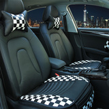 新朗逸英朗骐达卡罗拉汽车坐垫四季通用时尚经典黑白格子皮革座垫