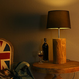 欧式复古木桩台灯LED护眼台灯学习工作学生木质台灯卧室床头灯具