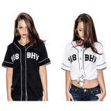 MLB潮男女开衫 短袖T恤棒球衣 hiphop街舞嘻哈棒球服夏装班服队服